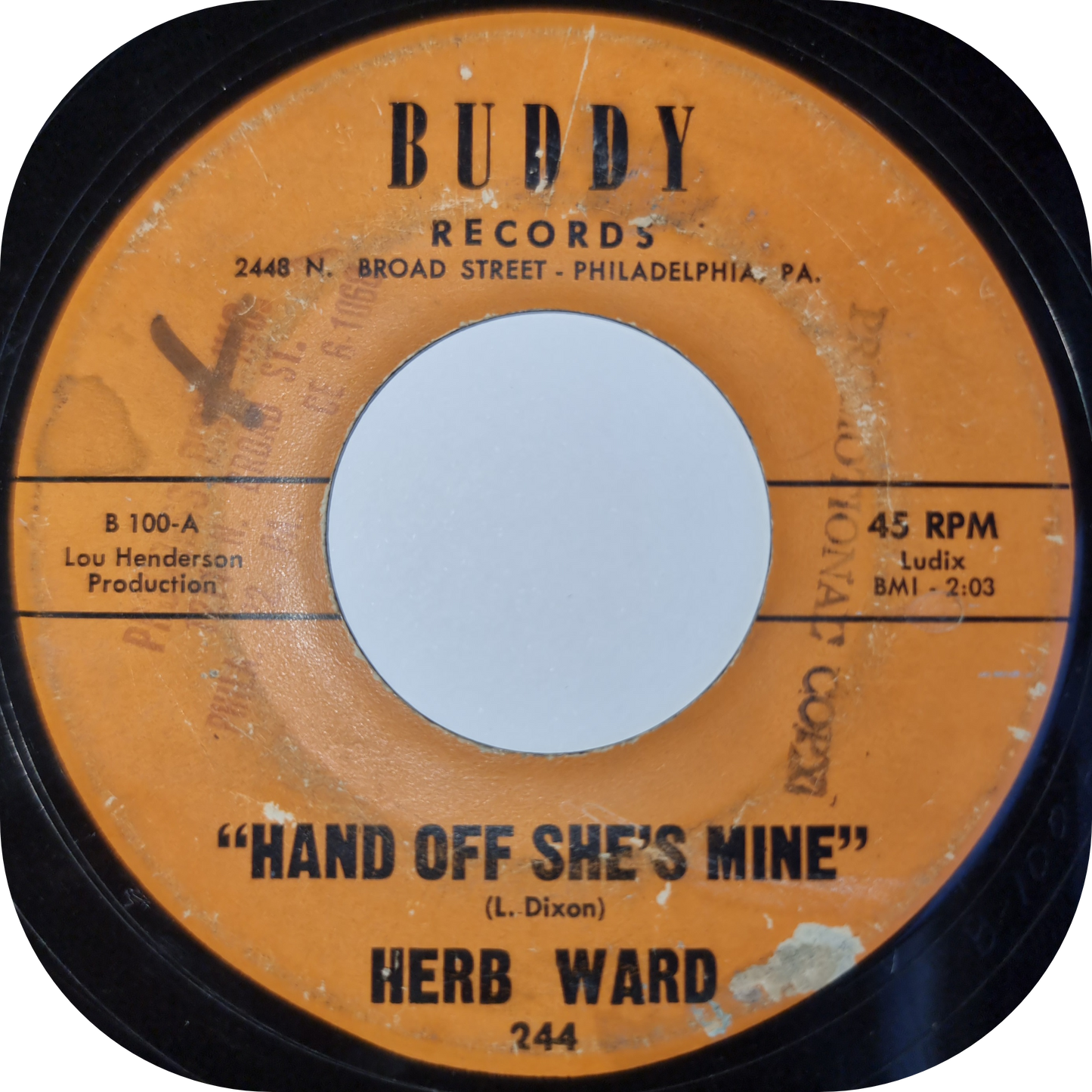 Herb Ward - Hand's Off She's Mine - Buddy