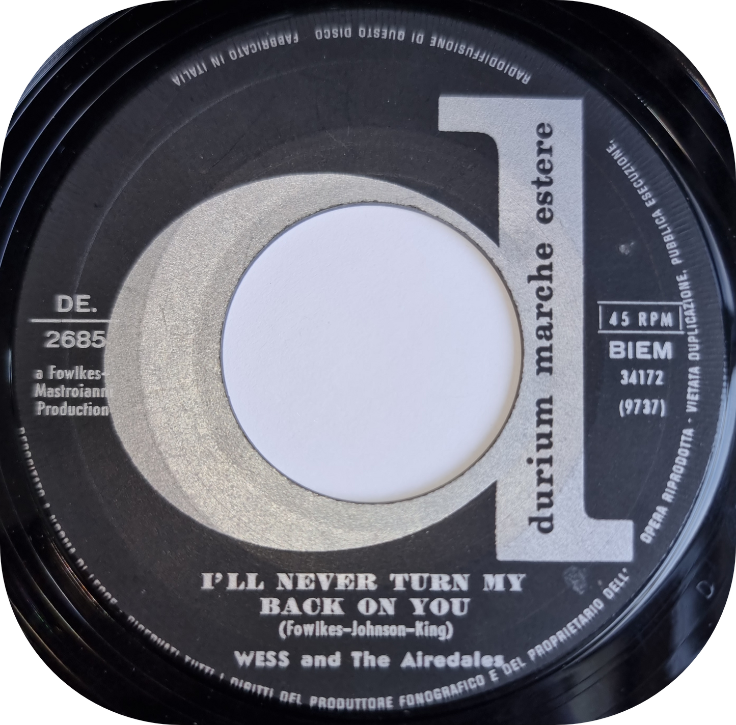 Wess & The Airedales - I'll Never Turn My Back On You - Durium