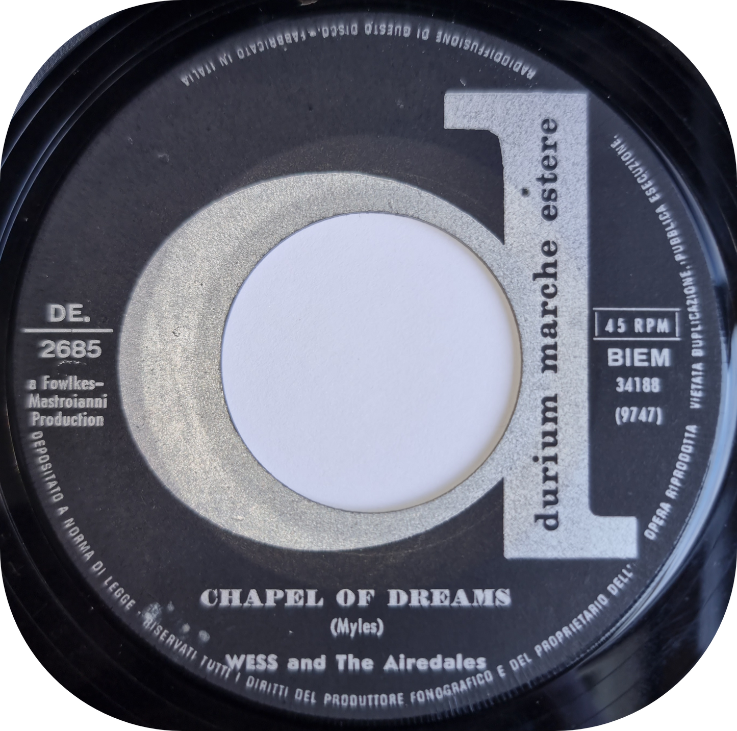 Wess & The Airedales - I'll Never Turn My Back On You - Durium