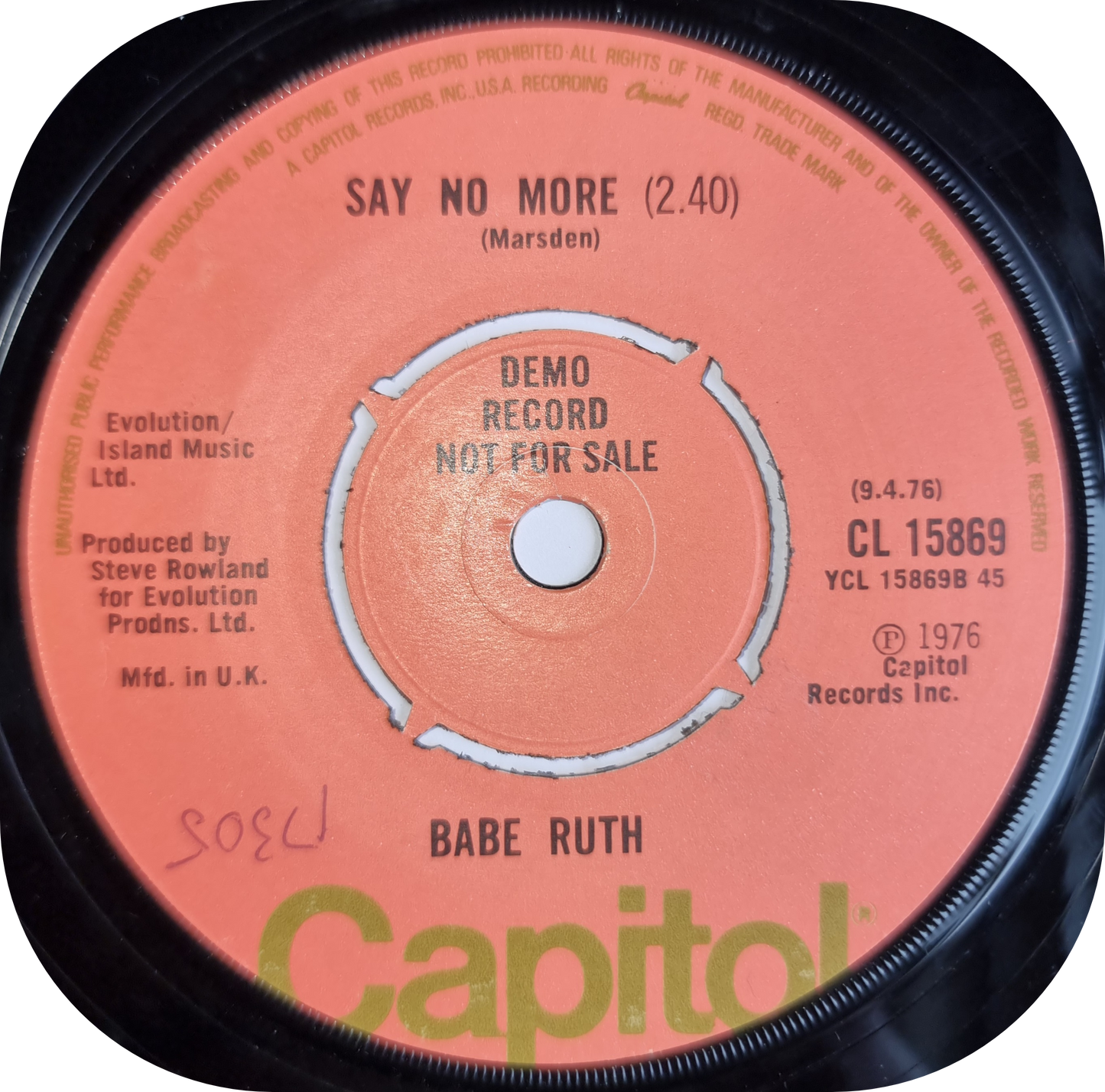 Babe Ruth - Elusive - Capitol DEMO