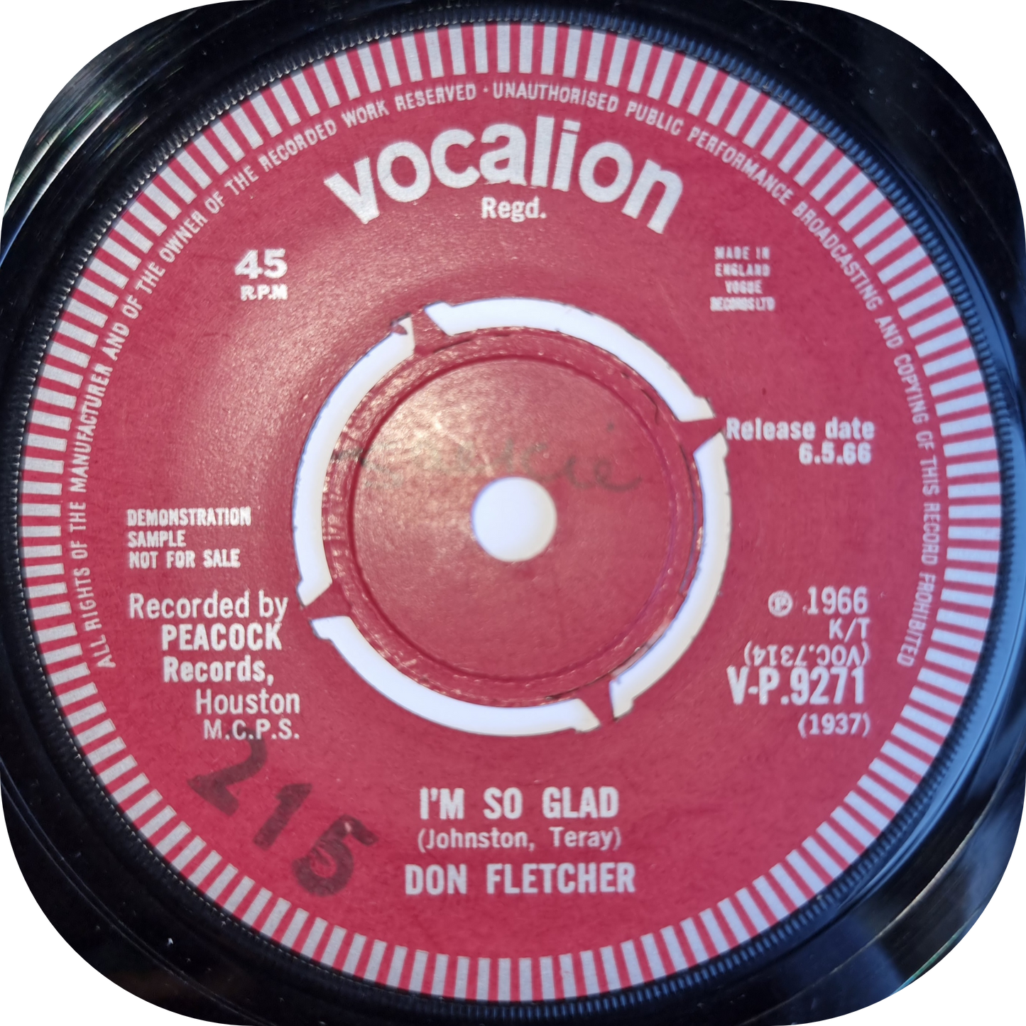 Don Fletcher - I'm So Glad - Vocalion DEMO