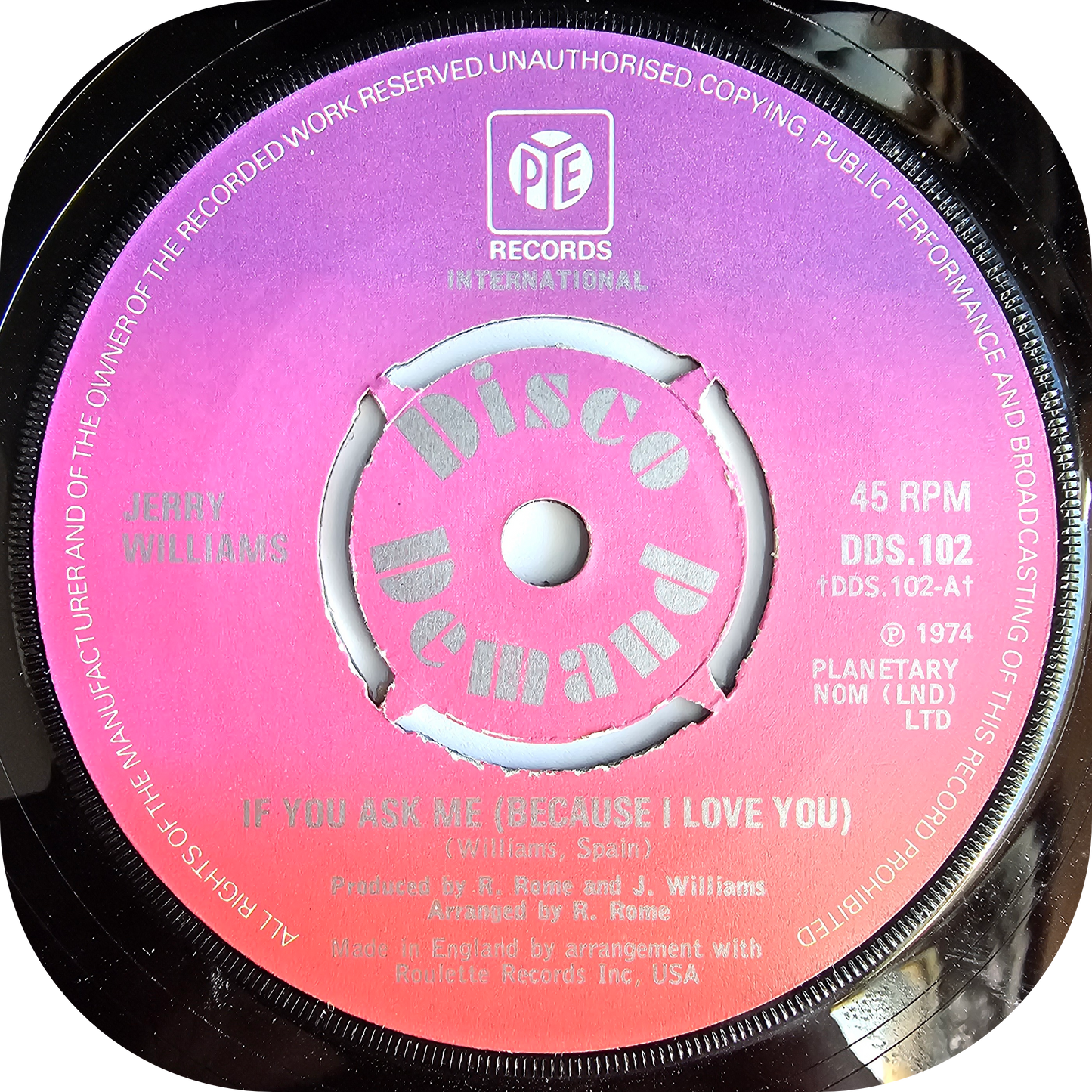 Jerry Williams - If You Ask Me - Pye