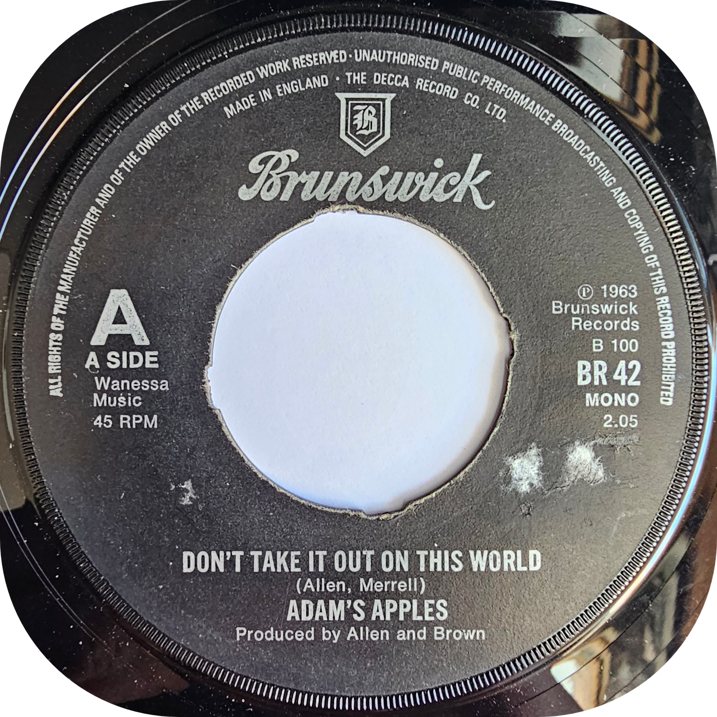 Adam's Apples - Don't Take It Out On This World - Brunswick