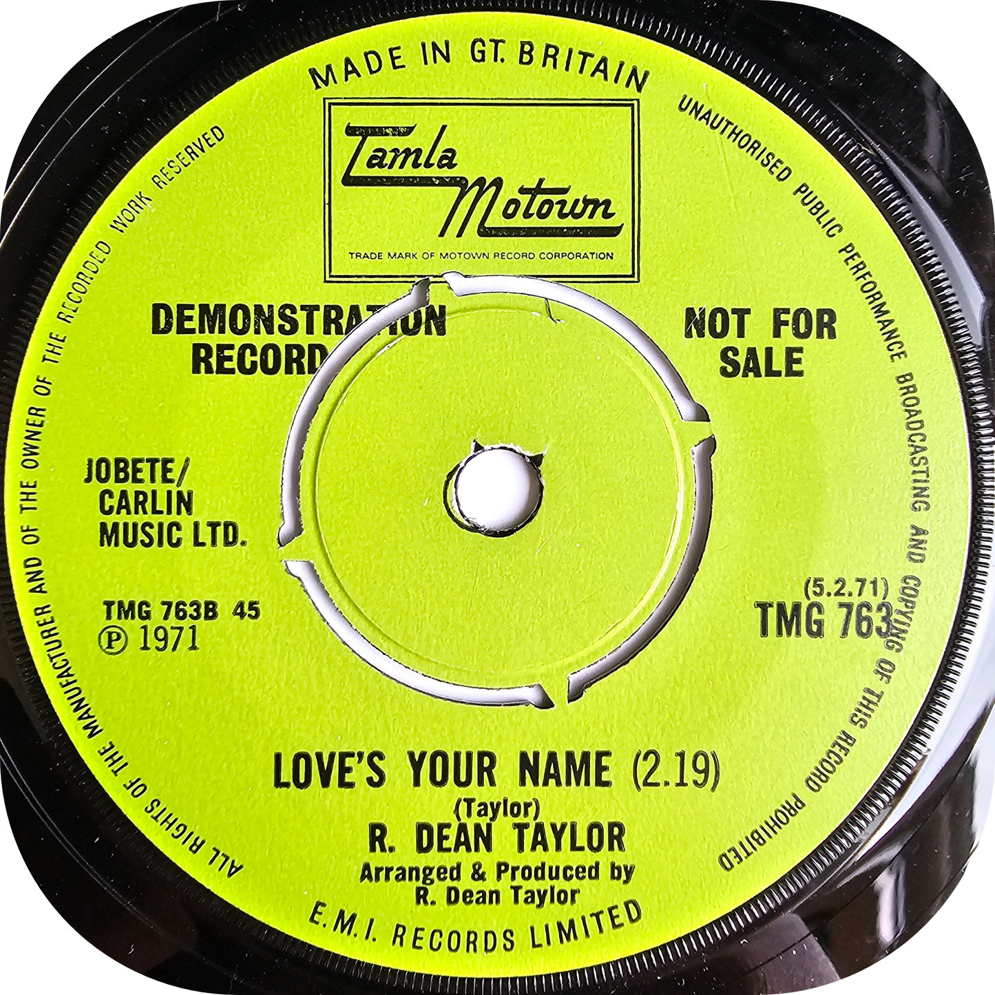 R. Dean Taylor - Indiana Wants Me - Tamla Motown DEMO