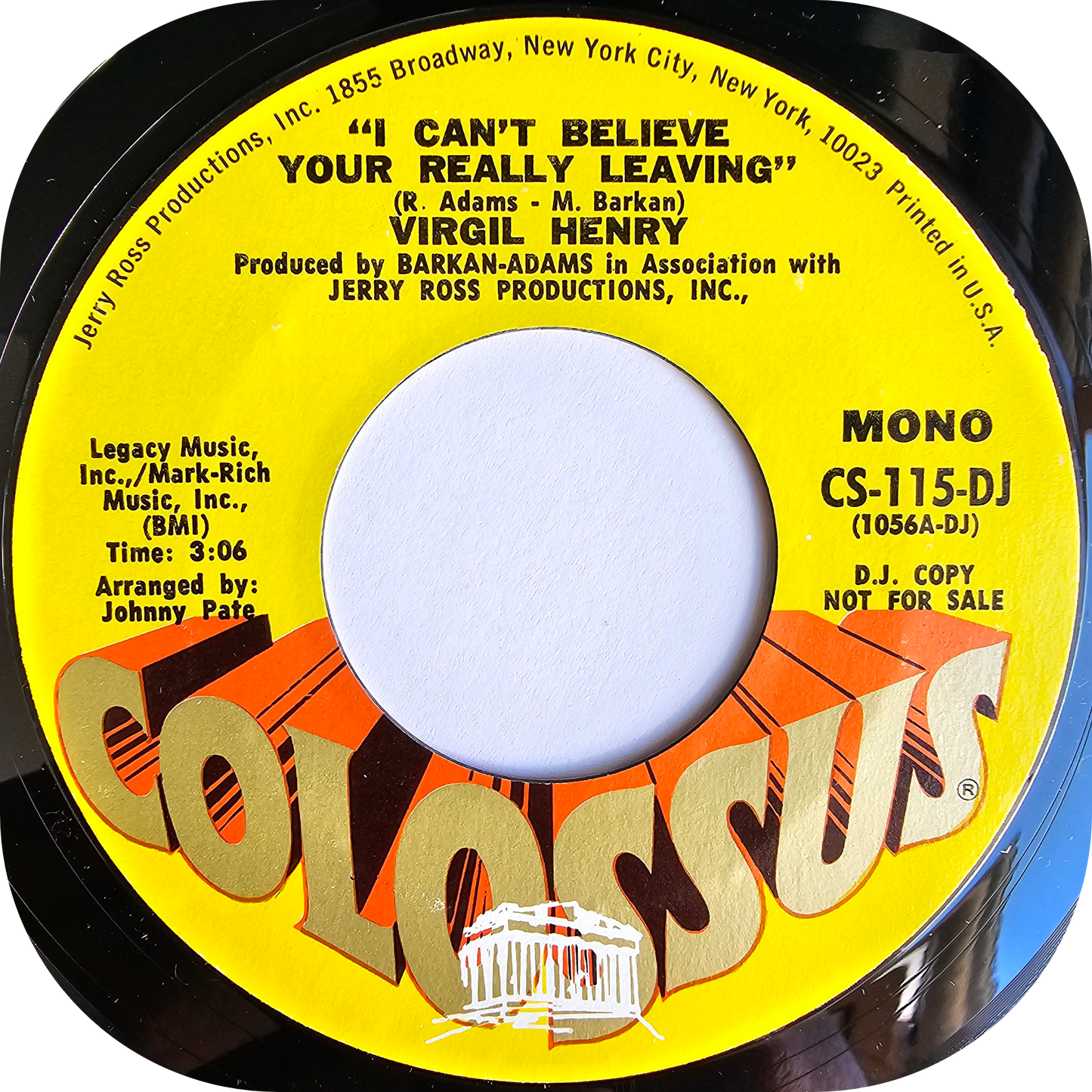 Virgil Henry - I Can't Believe Your Really Leaving - Colossus DEMO