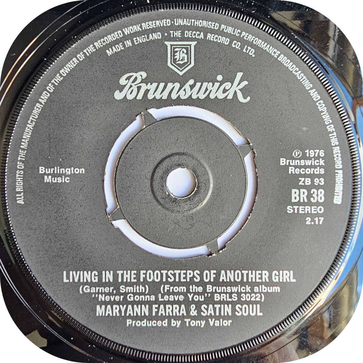 Maryann Farra & Satin Soul - Stoned Out Of My Mind - Brunswick DEMO