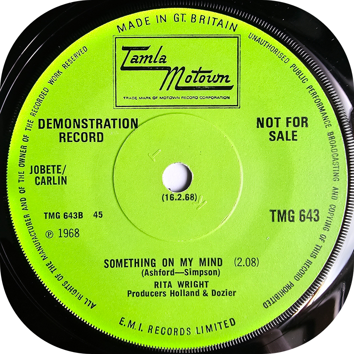 Rita Wright - I Can't Give Back The Love I Feel For You - Tamla Motown DEMO