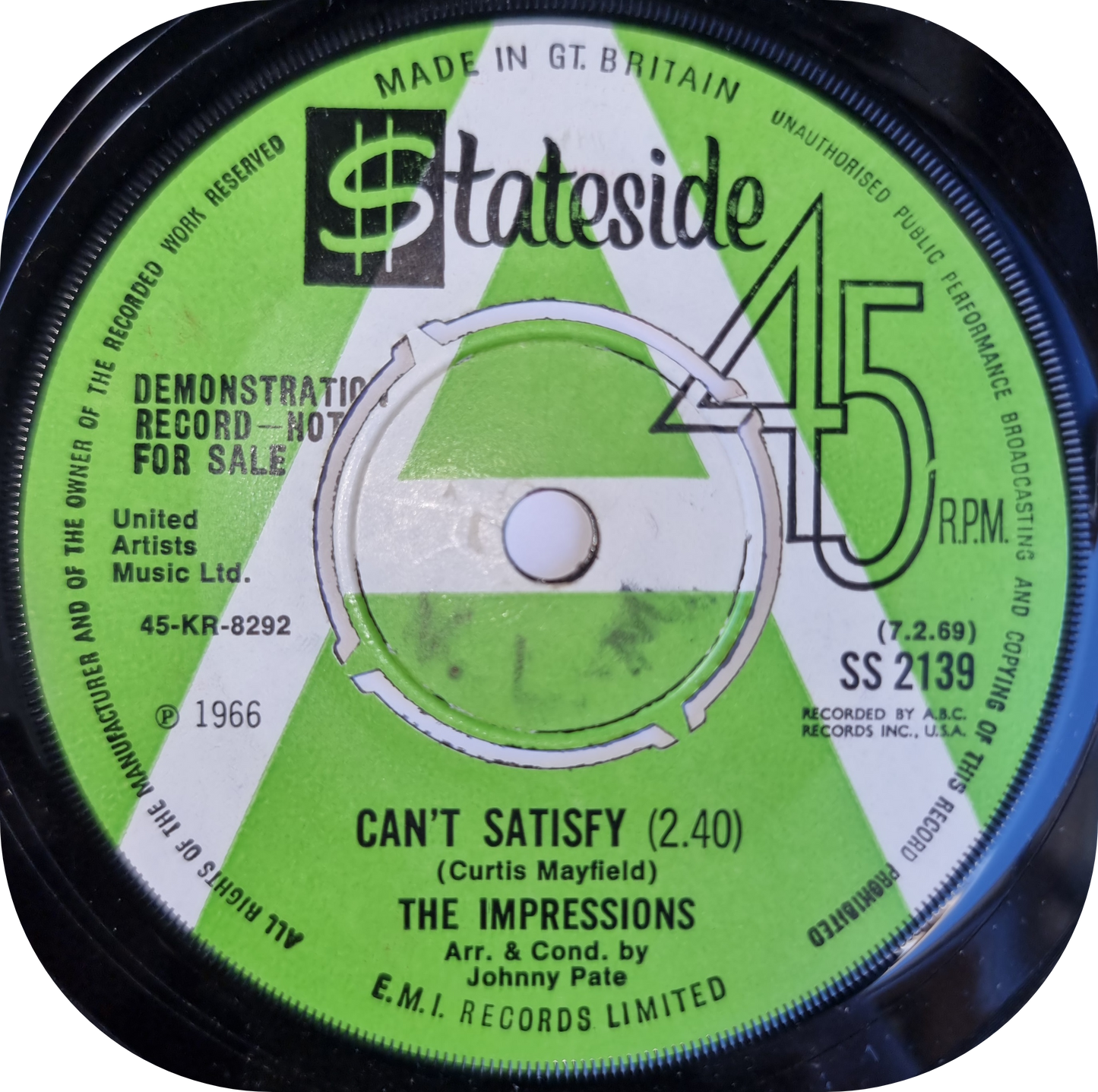 Impressions, The - Can't Satisfy - Stateside DEMO