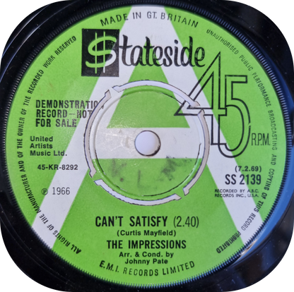 Impressions, The - Can't Satisfy - Stateside DEMO