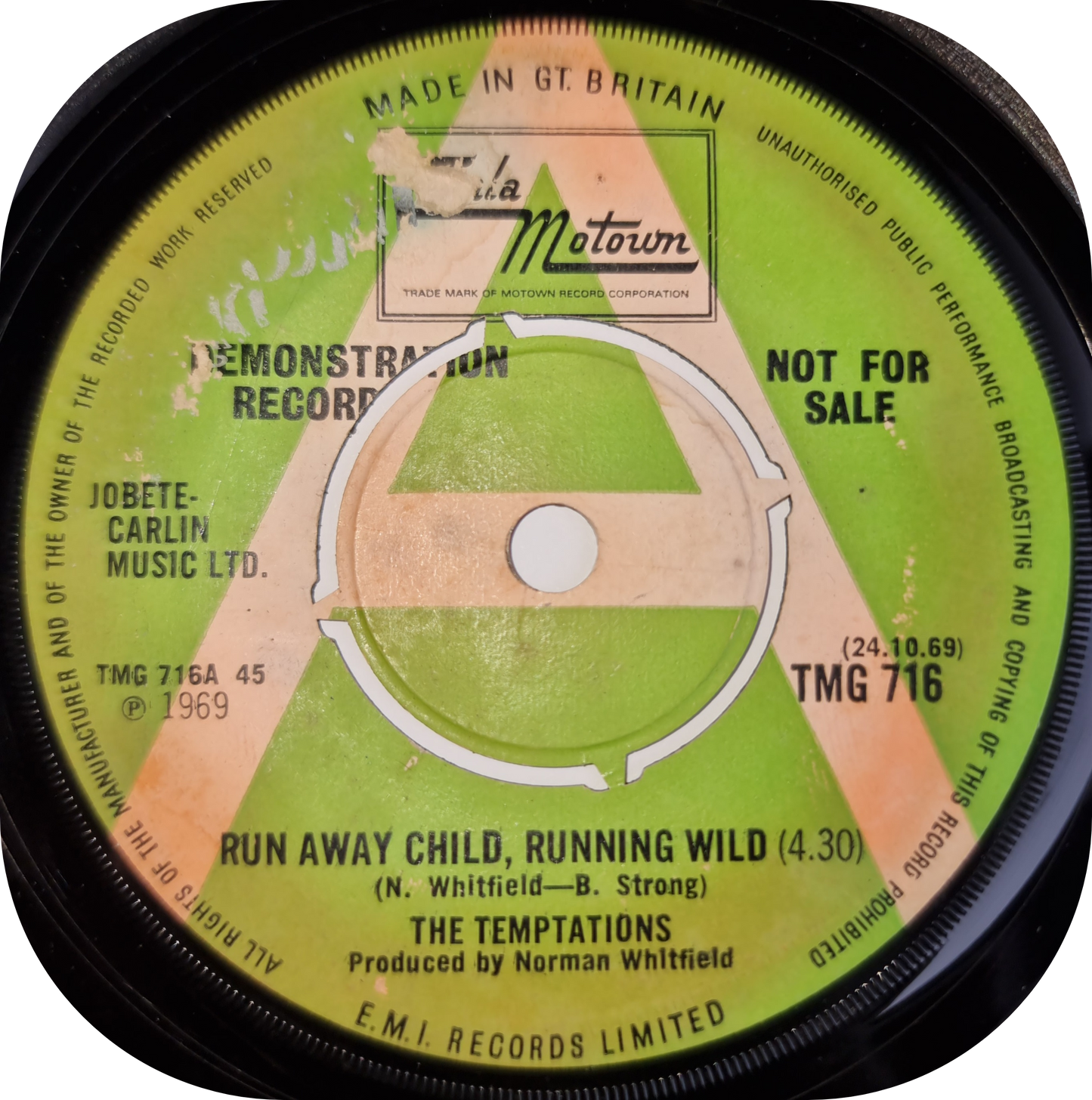 Temptations, The - Run Away Child, Running Wild - Tamla Motown DEMO
