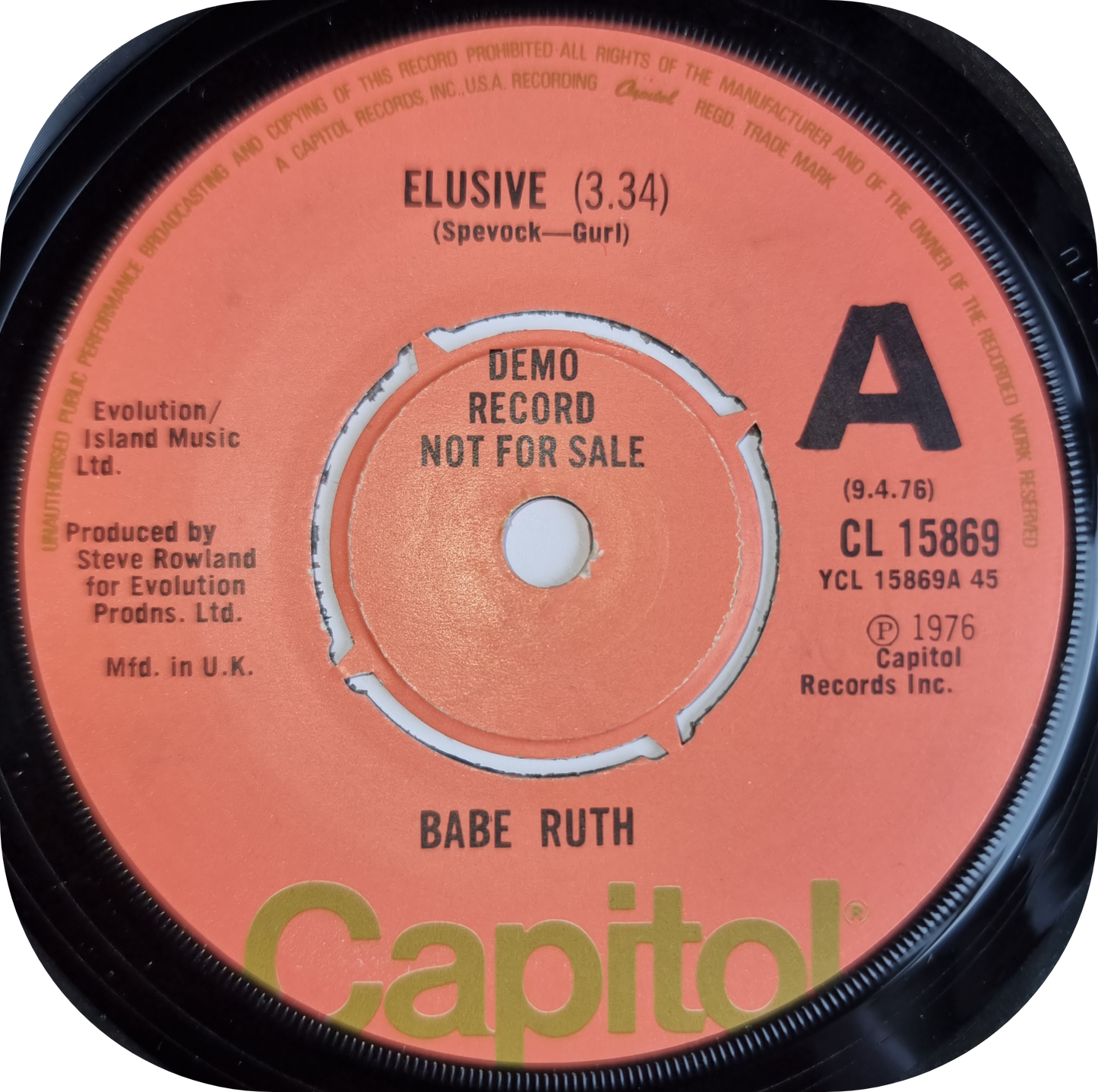 Babe Ruth - Elusive - Capitol DEMO