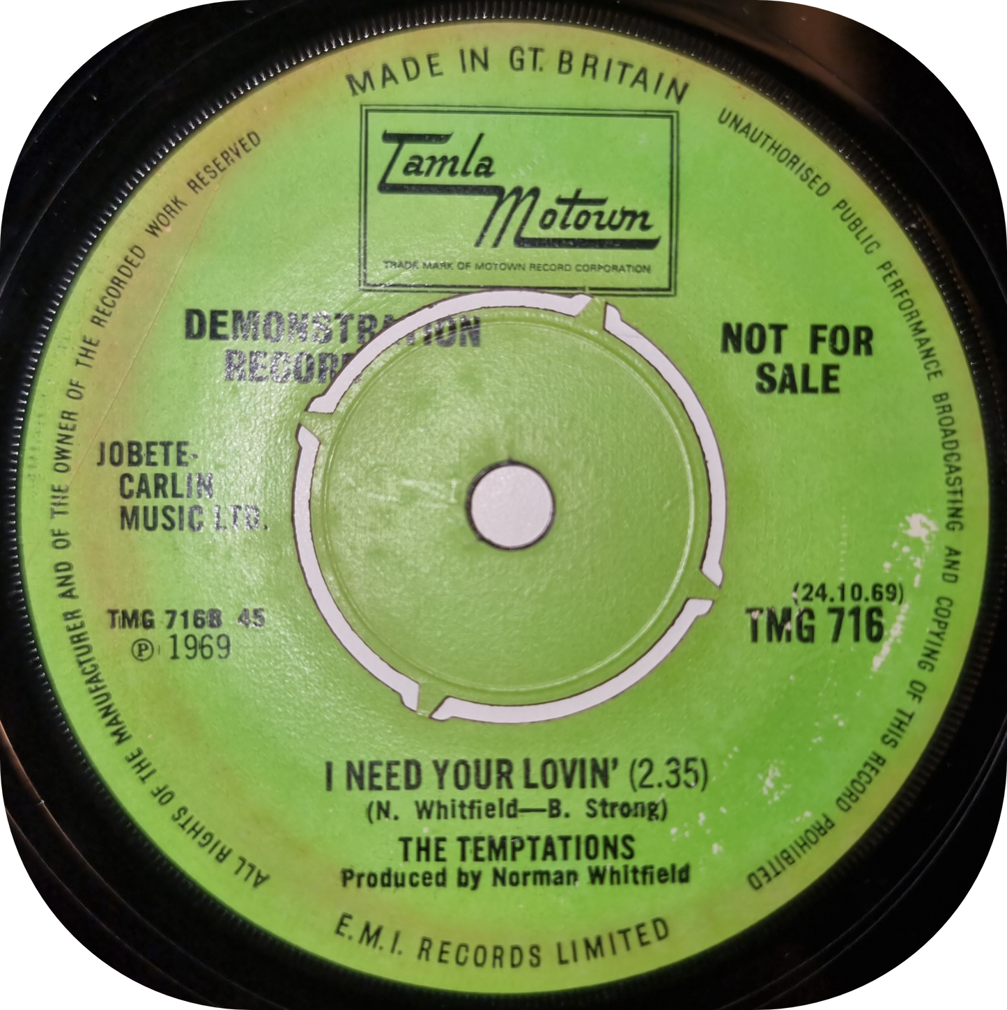 Temptations, The - Run Away Child, Running Wild - Tamla Motown DEMO