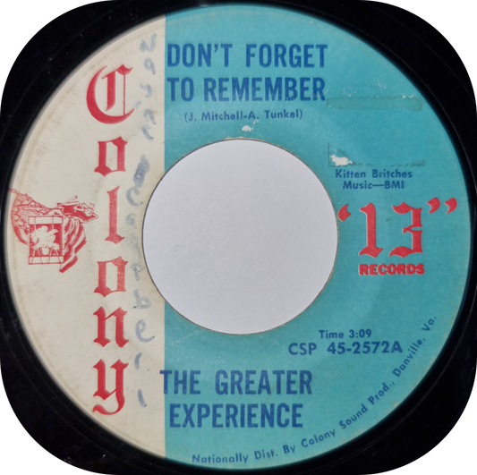 Greater Experience, The - Don't Forget To Remember - Colony 13
