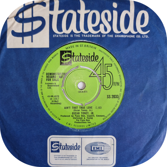Oscar Toney, Jr - Ain't That True Love - Stateside DEMO