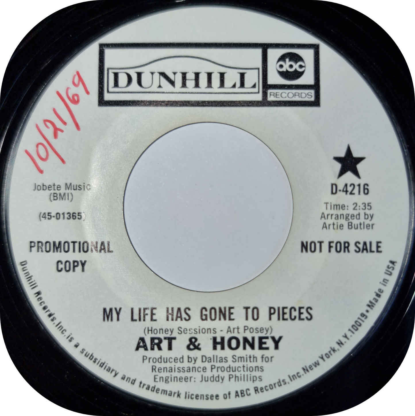 Art & Honey - My Life Has Gone To Pieces - ABC Dunhill DEMO