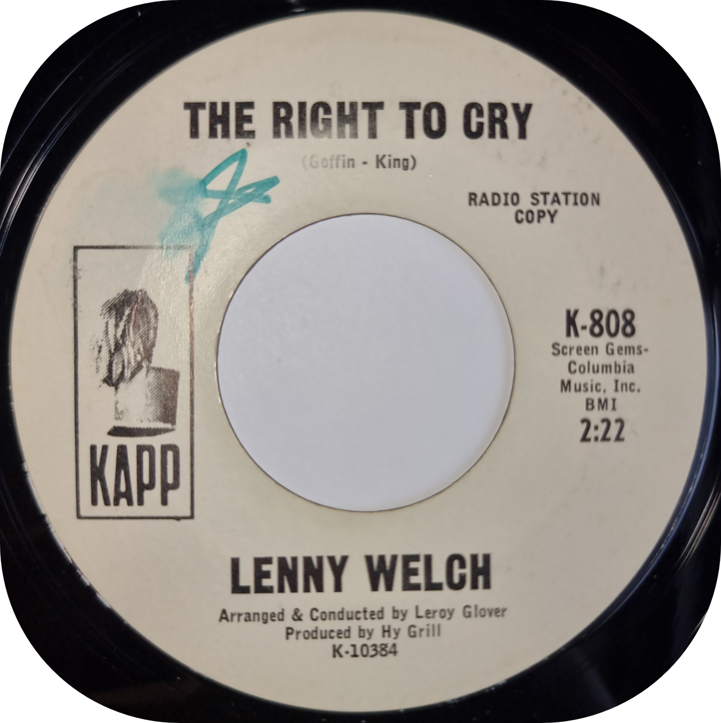 Lennie Welch - The Right To Cry - Kapp DEMO