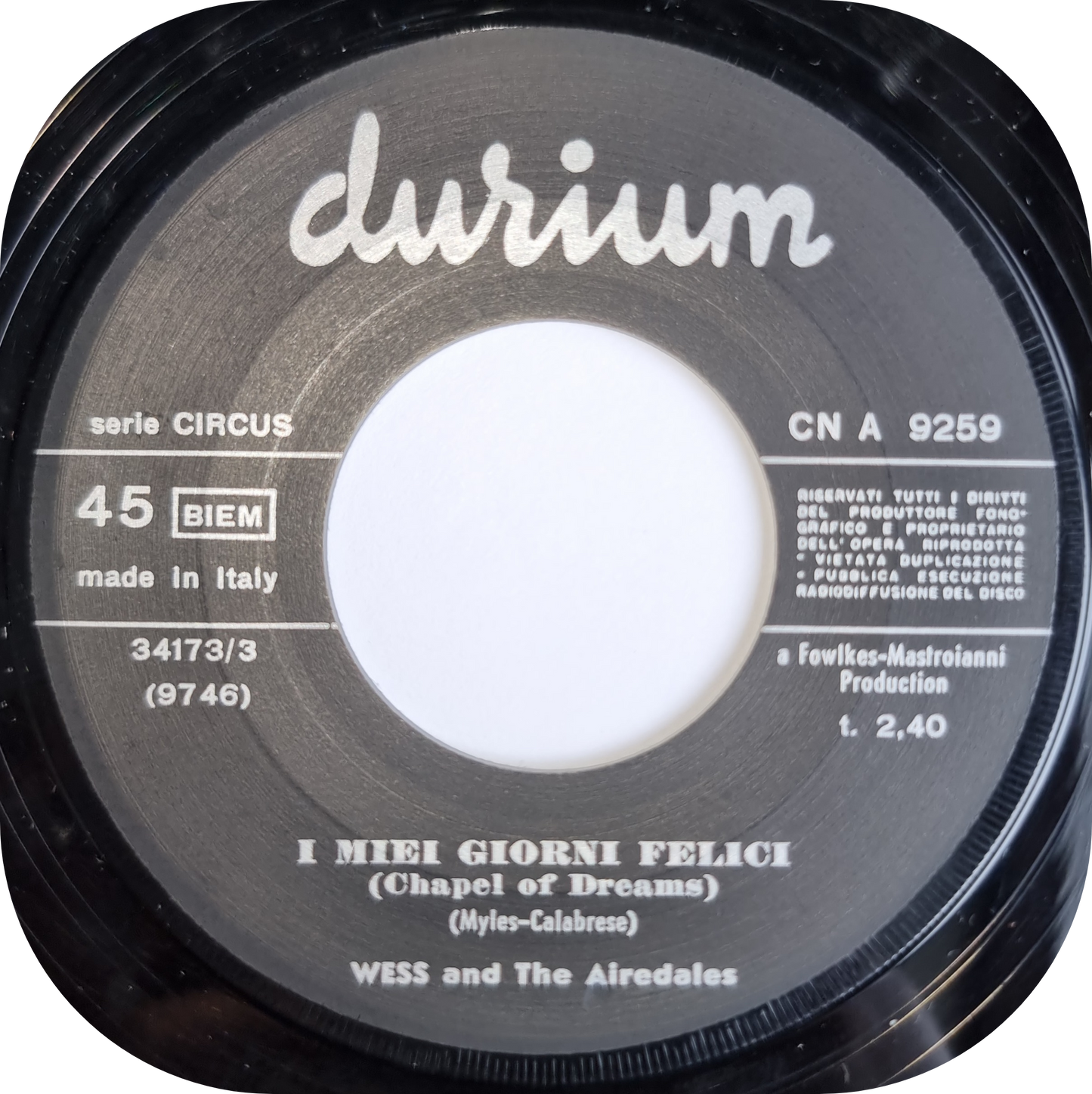 Wess and The Airdales - I'll Never Turn My Back On You - Durium
