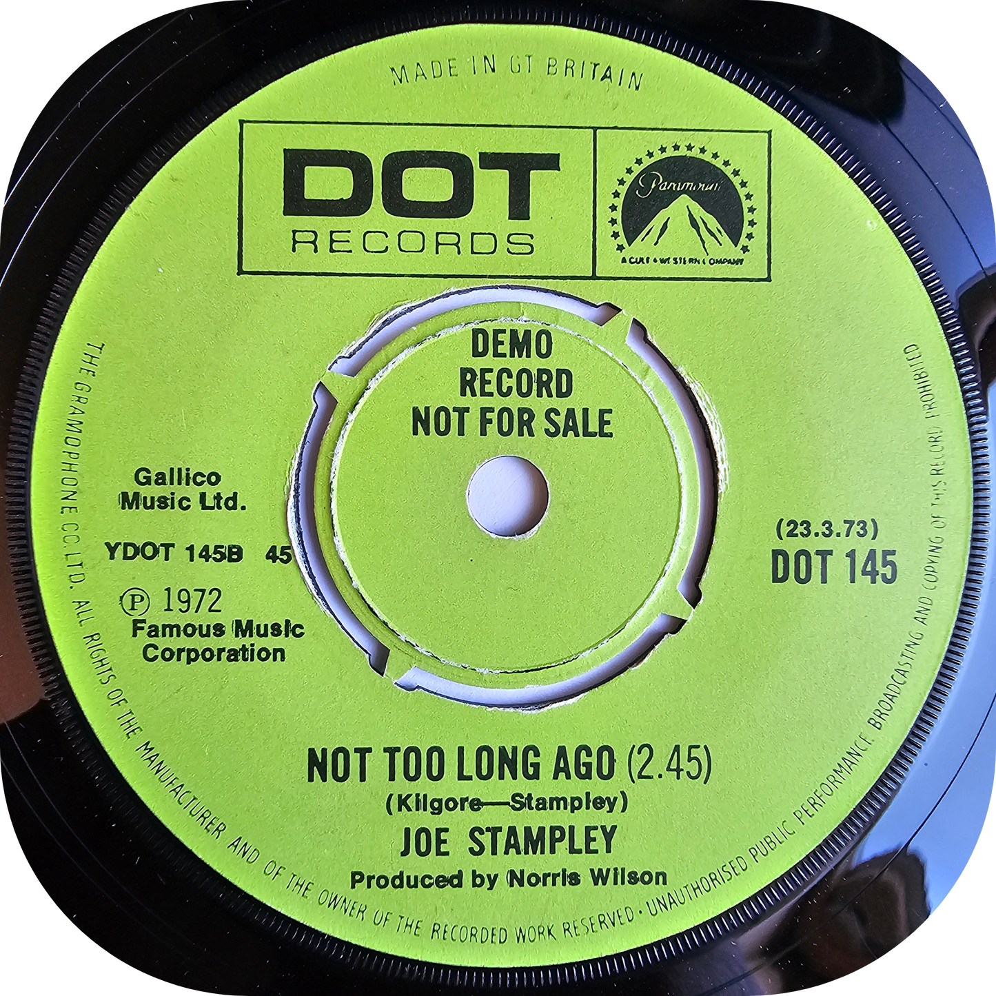 Joe Stampley - Not Too Long Ago - Dot DEMO