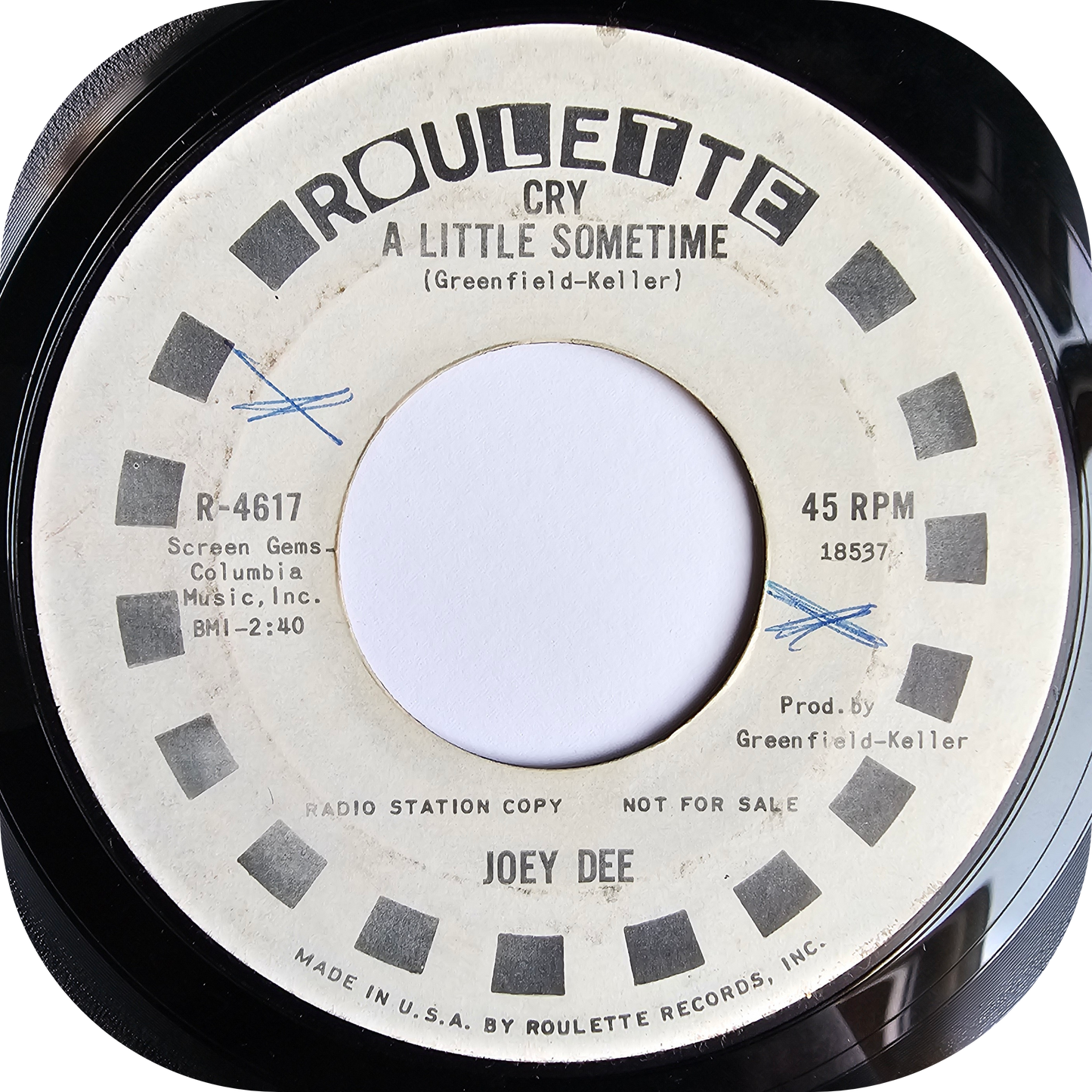 Joey Dee - Cry A Little Sometime - Roulette DEMO