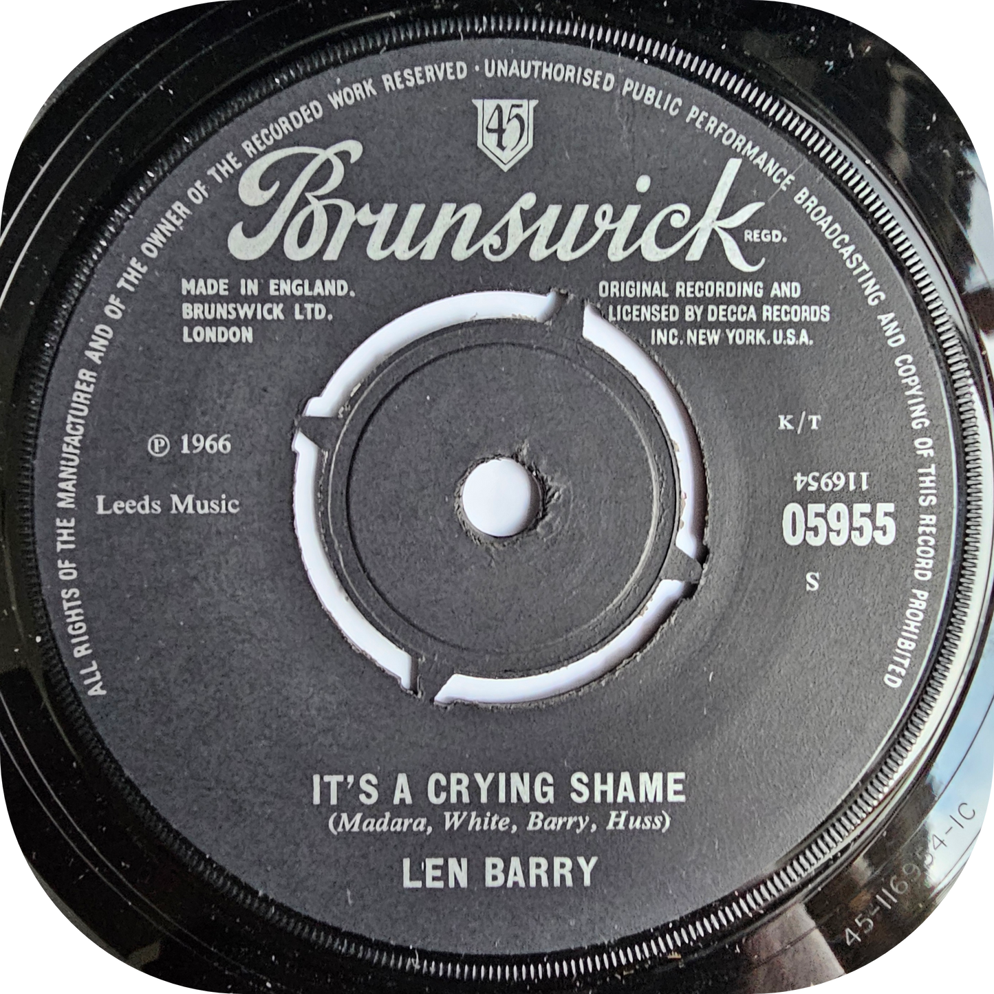 Len Barry - It's A Crying Shame - Brunswick