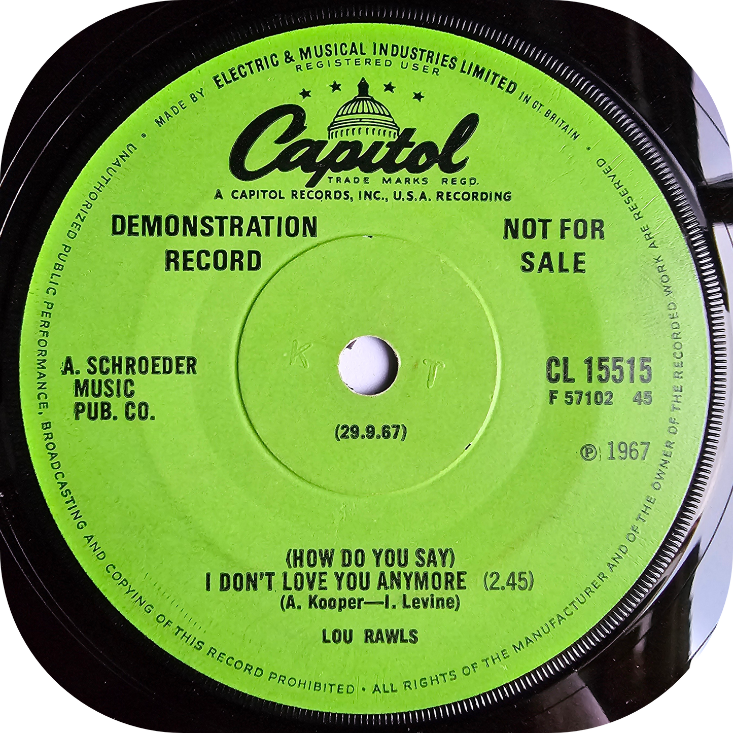 Lou Rawls - Hard To Get Thing Called Love - Capitol DEMO