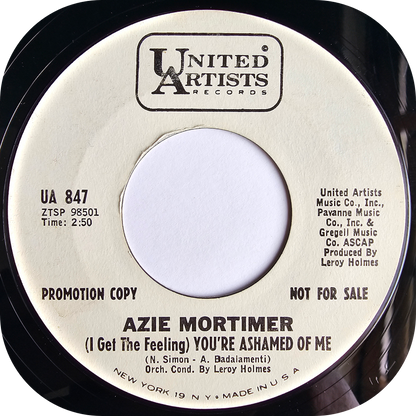 Azie Mortimer - You're Ashamed Of Me - United Artists DEMO
