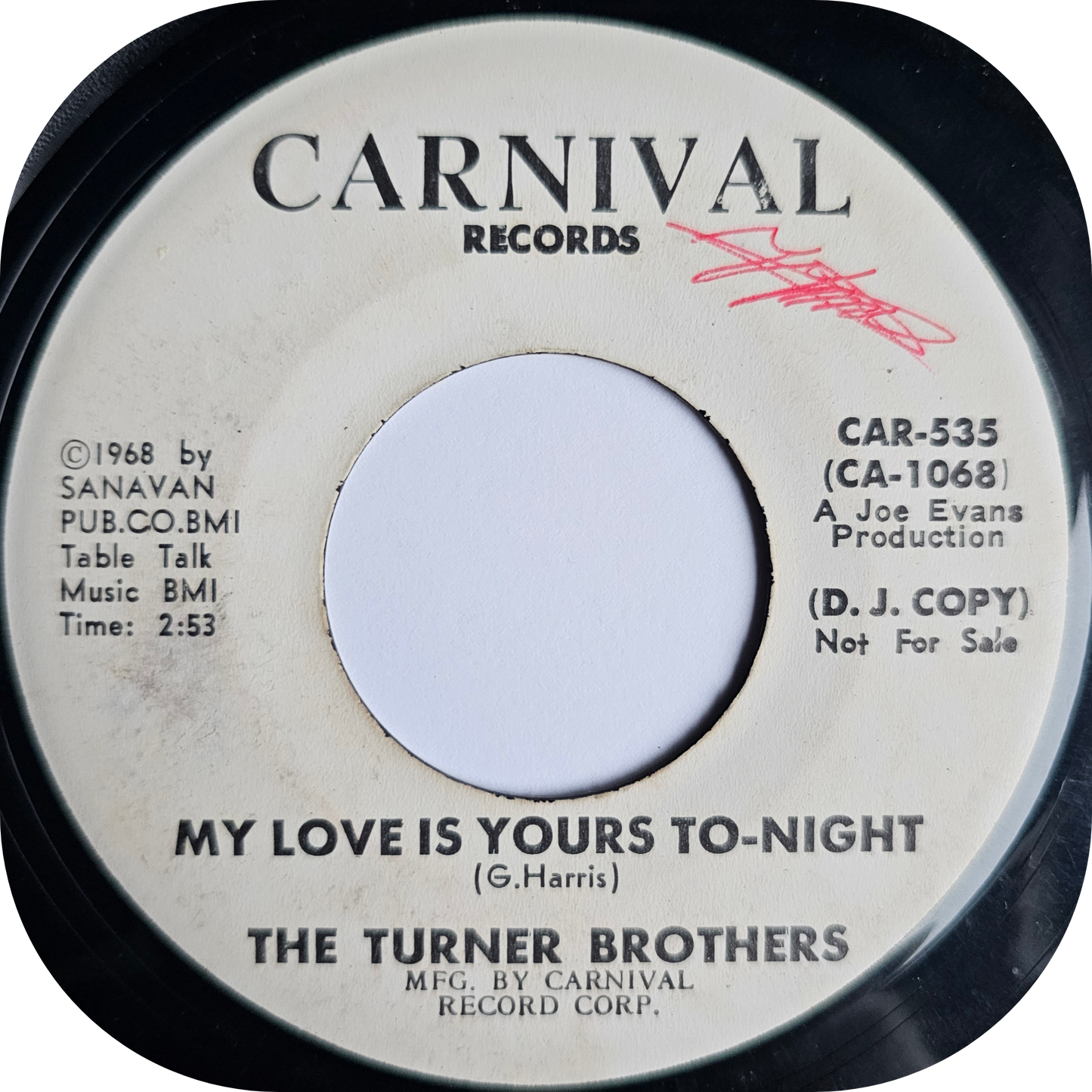 Turner Brothers, The - My Love Is Yours To-Night - Carnival DEMO