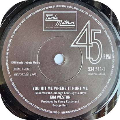 Kim Weston - You Hit Me Where It Hurt Me - Tamla Motown
