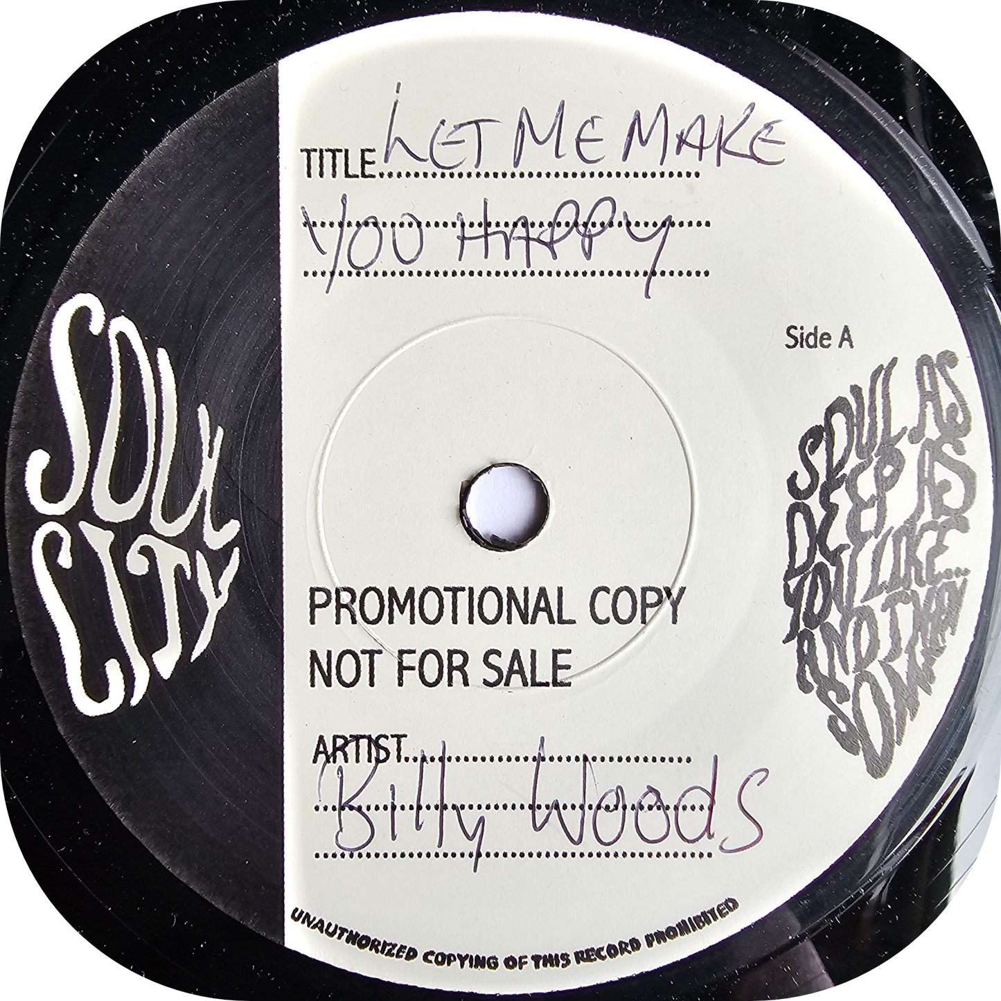 Billy Woods - Let Me Make You Happy - Soul City TEST PRESS