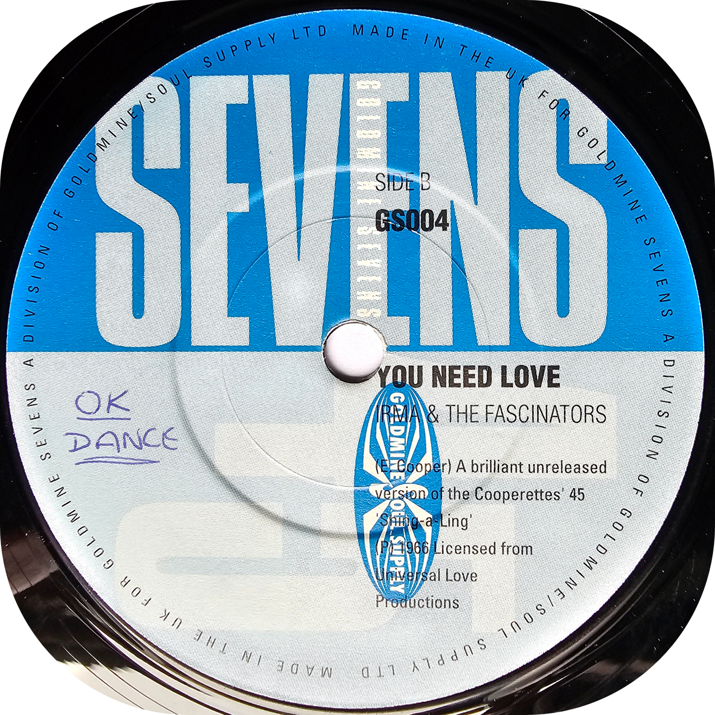 Irma & The Fascinations - You Need love - Goldmine Sevens