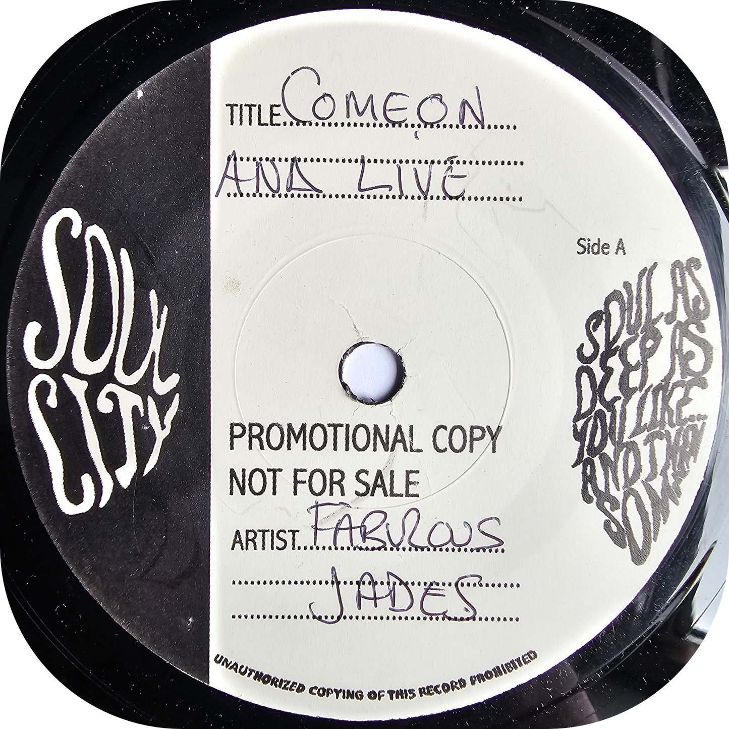 Fabulous Jades, The - Come On And Live - Soul City TEST PRESS