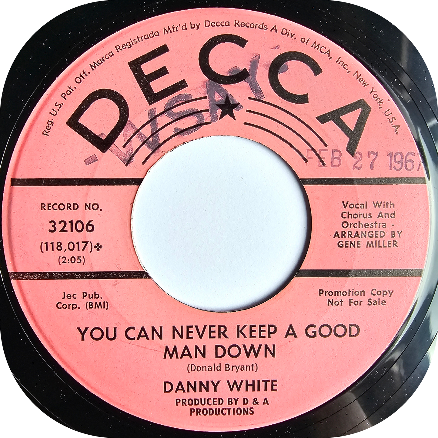Danny White - You Can Never Keep A Good Man Down - Decca DEMO