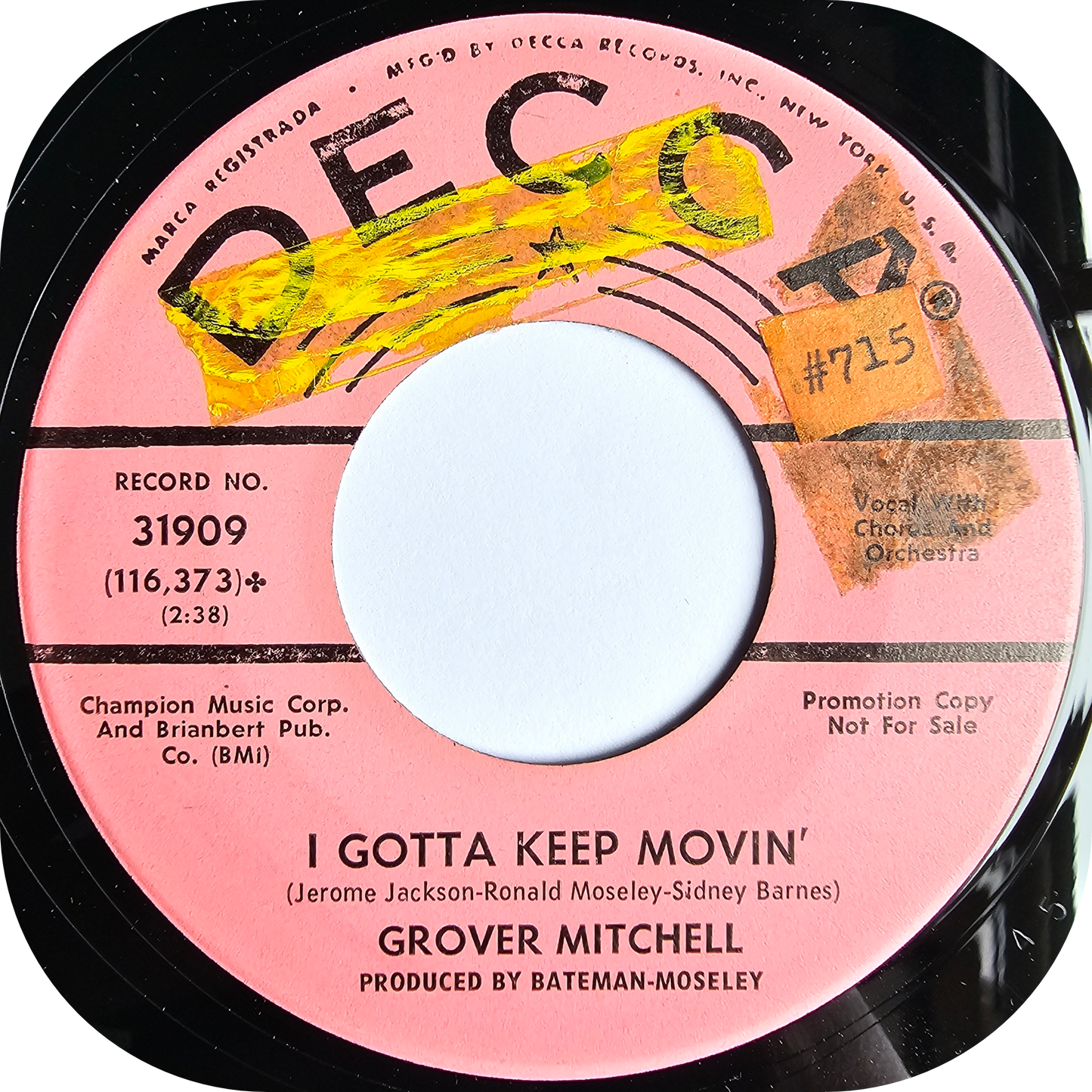 Grover Mitchell - I Gotta Keep Movin' - Decca DEMO