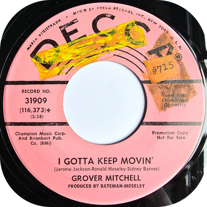 Grover Mitchell - I Gotta Keep Movin' - Decca DEMO