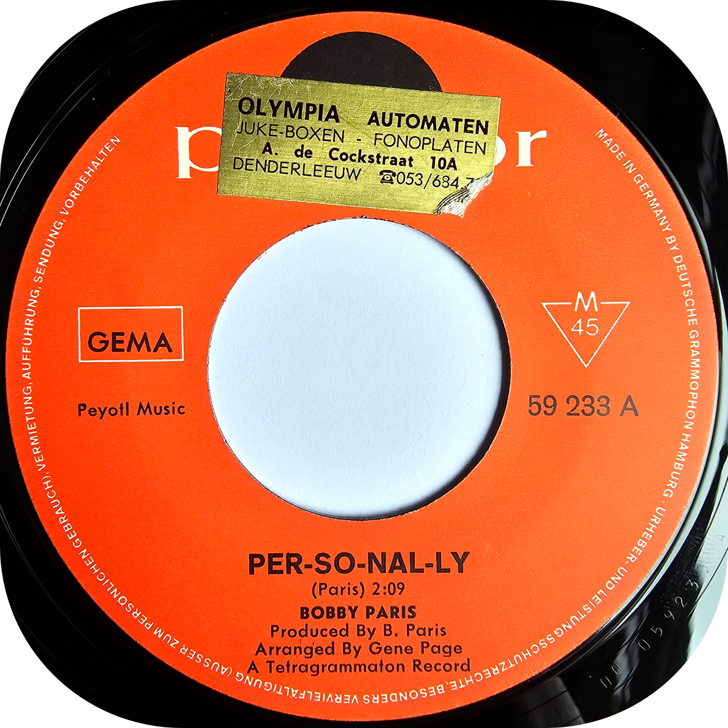 Bobby Paris - Per-So-Nal-Ly - Polydor