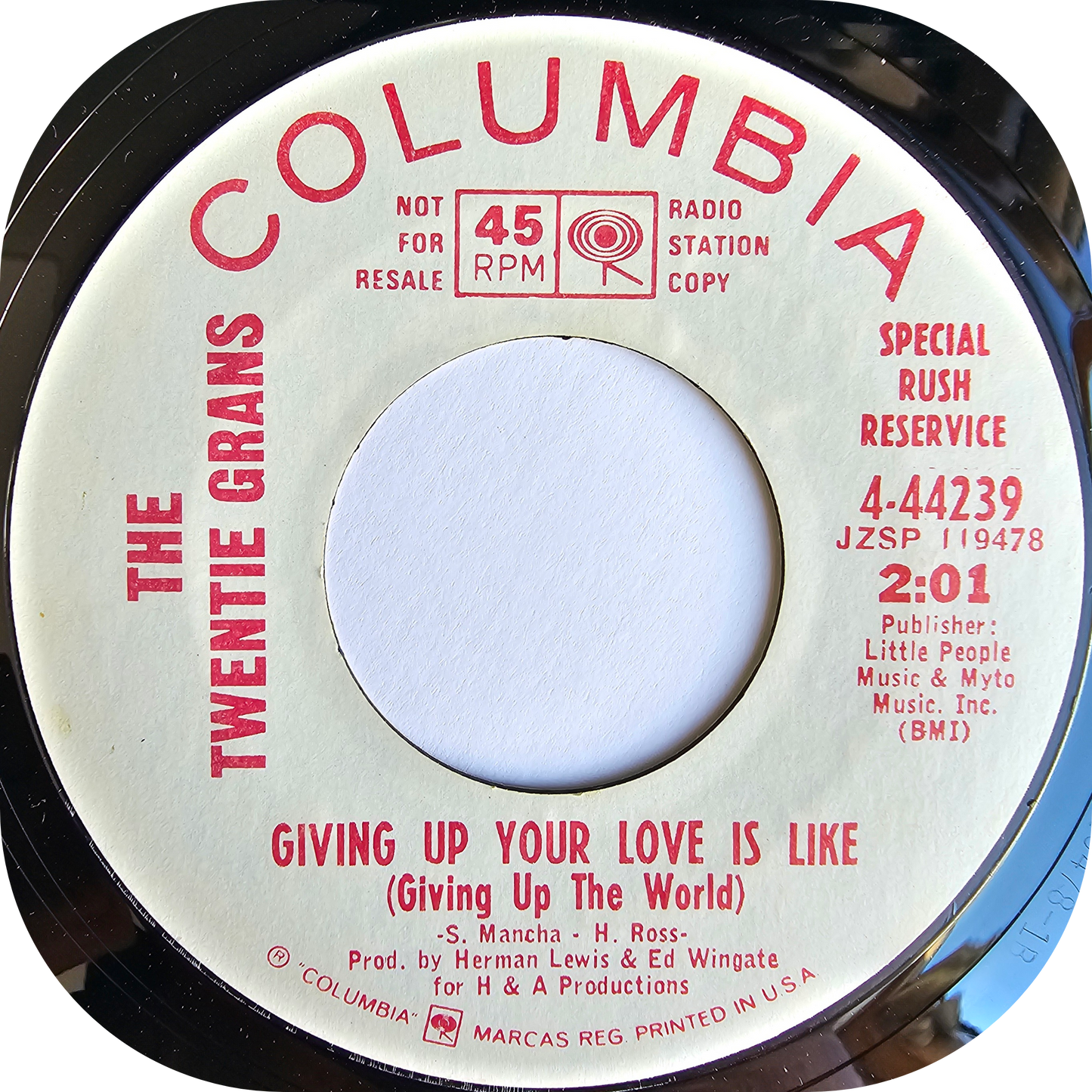 Twentie Grans, The - Giving Up Your Love Is Like - Columbia DEMO