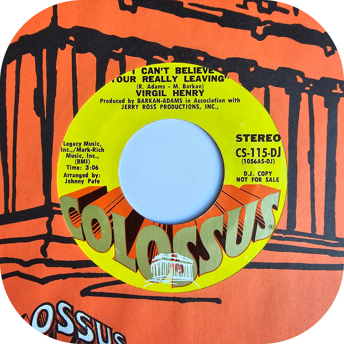Virgil Henry - I Can't Believe Your Really Leaving - Colossus DEMO