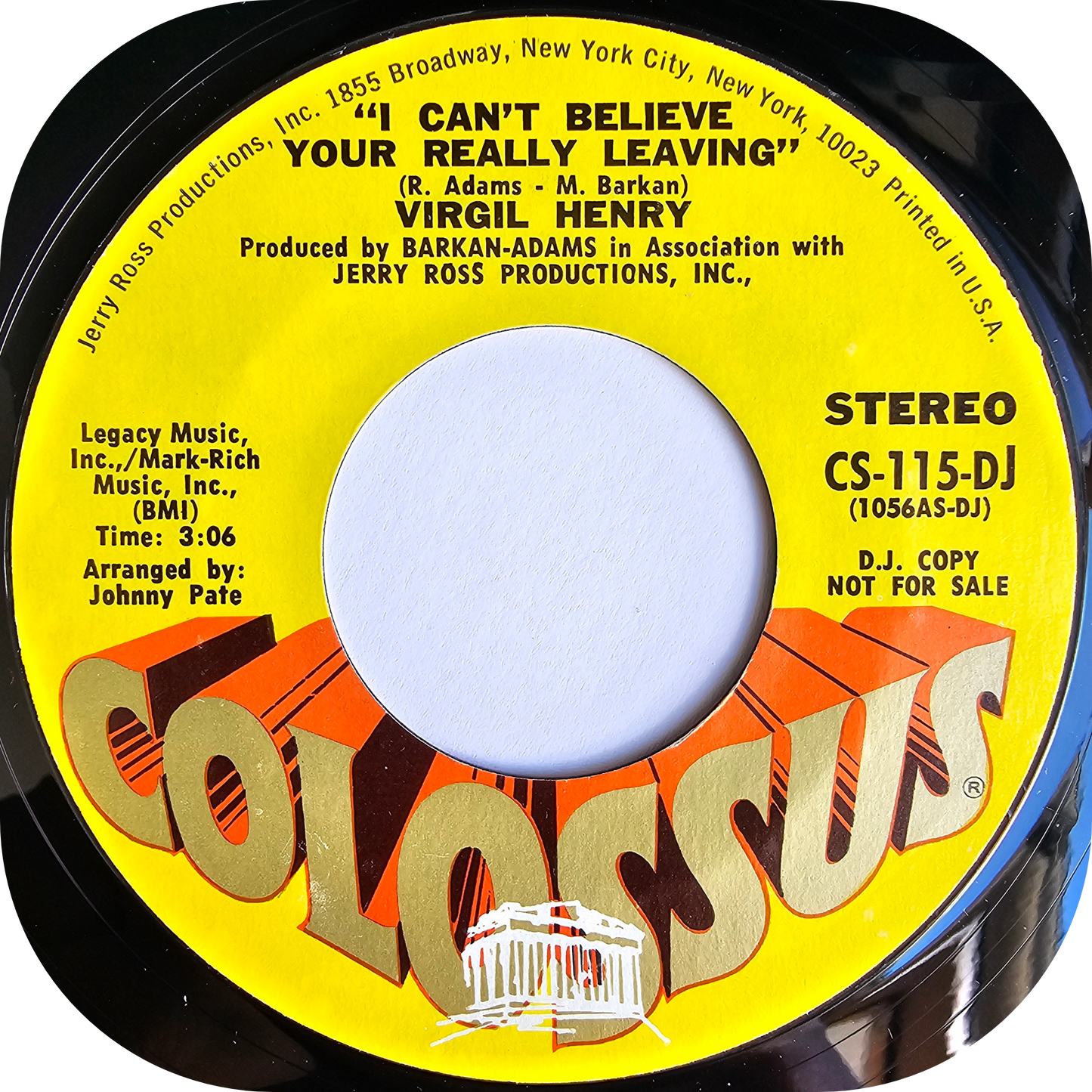 Virgil Henry - I Can't Believe Your Really Leaving - Colossus DEMO
