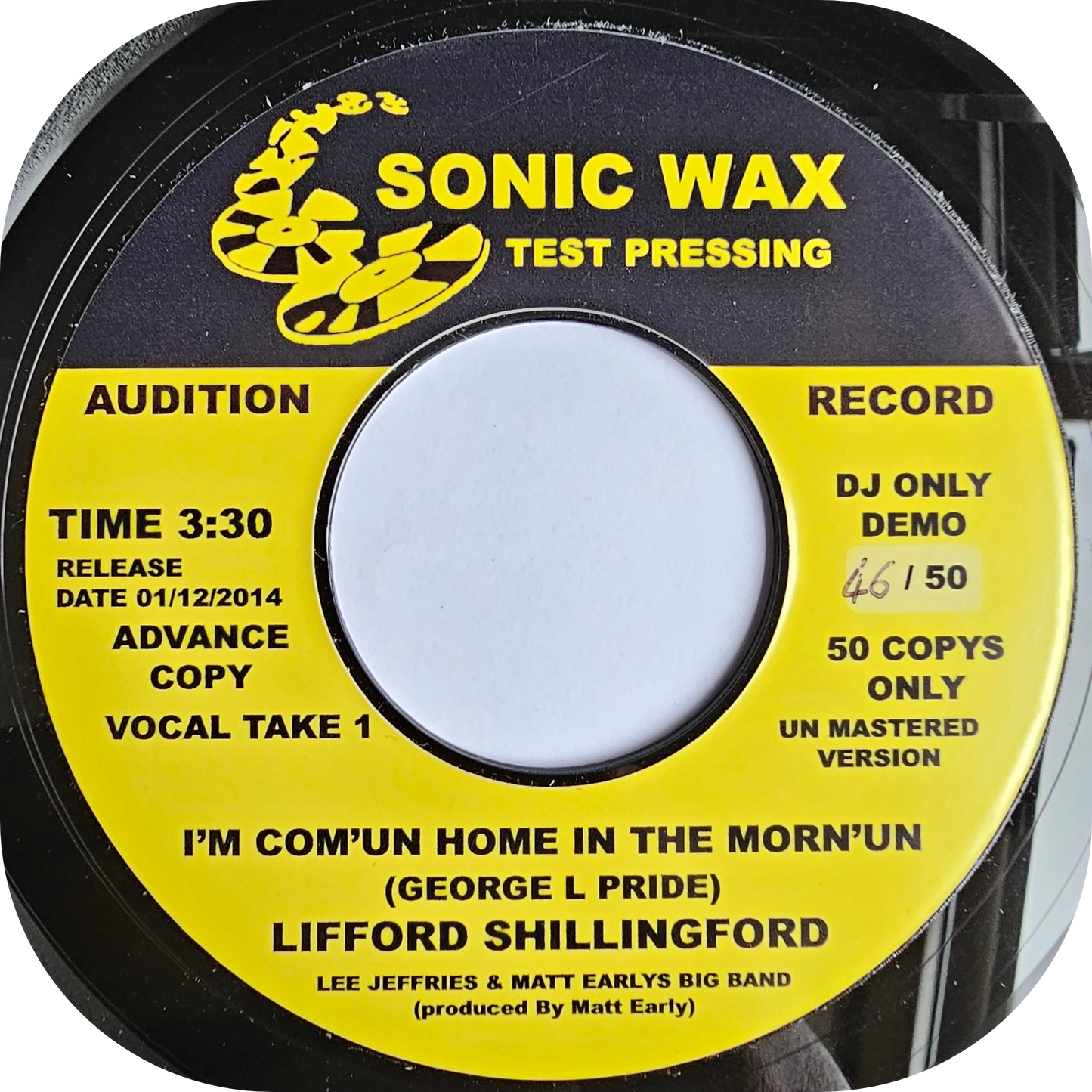 Lifford Shillingford - I'm Com'un Home In The Morn'un - Sonic Wax ACETATE