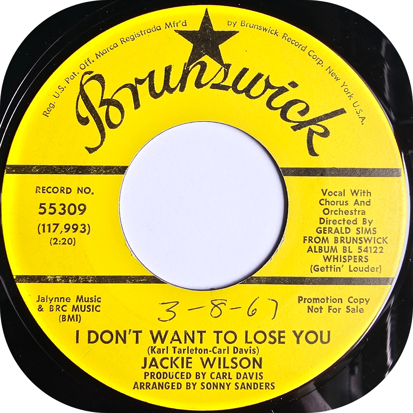 Jackie Wilson - I Don't Want To Lose You - Brunswick DEMO
