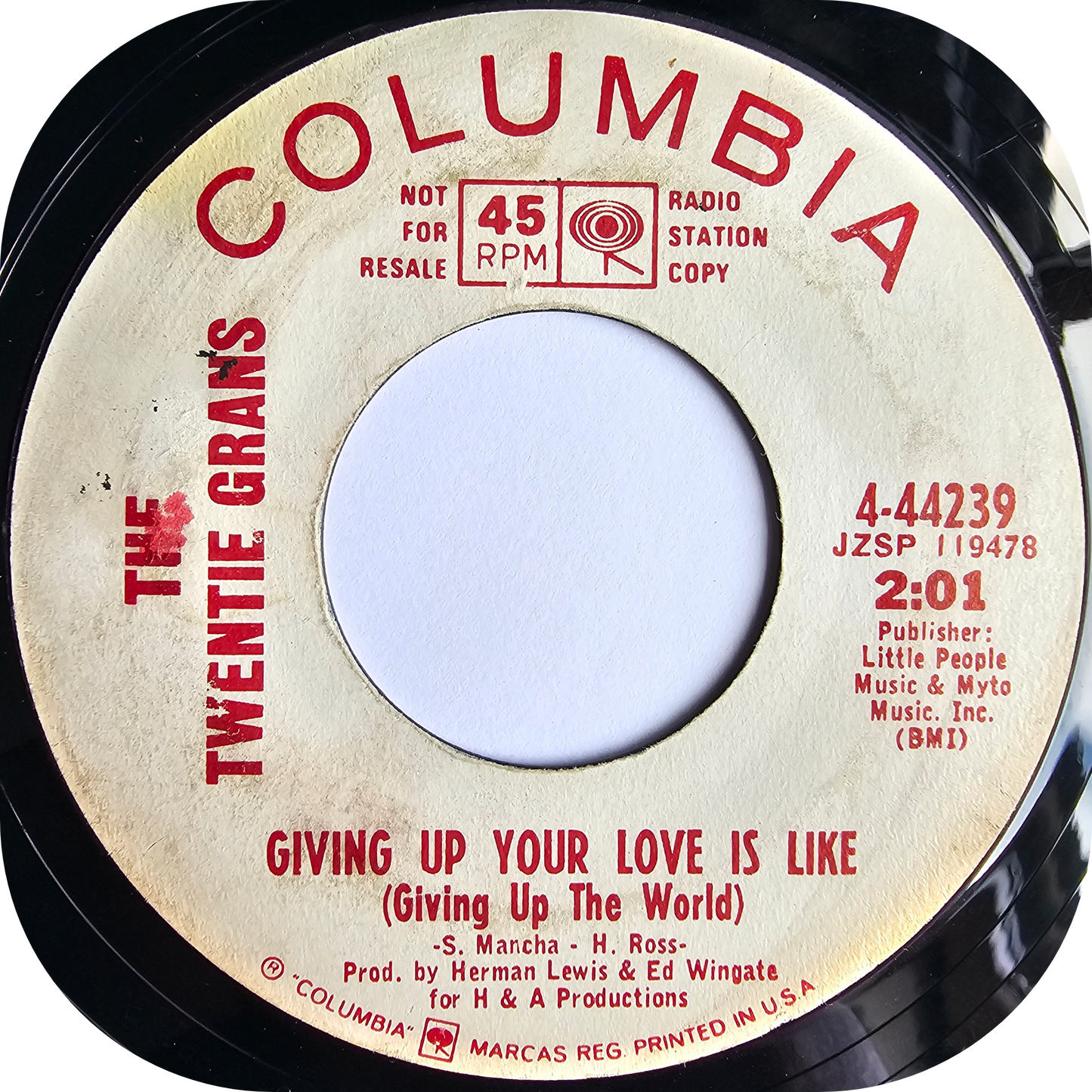 Twentie Grans, The - Giving Up Your Love Is Like - Columbia DEMO