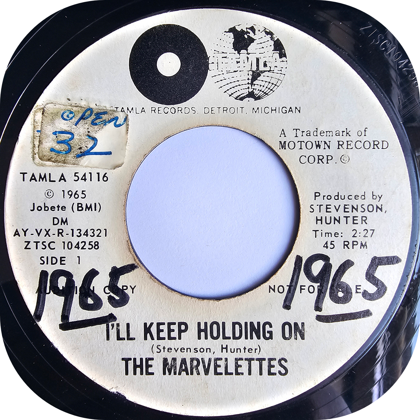 Marvelettes, The - I'll Keep Holding On - Tamla DEMO