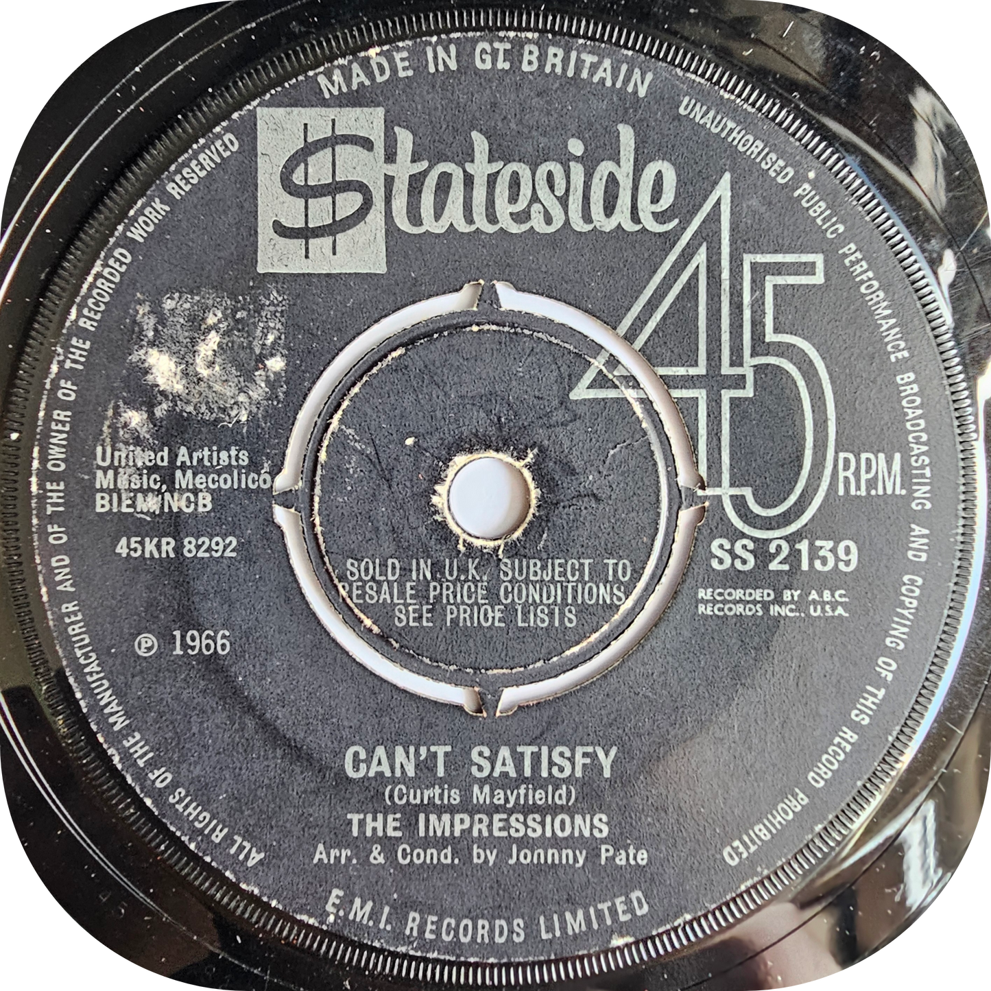Impressions, The - Can't Satisfy - Stateside