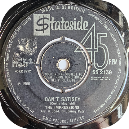 Impressions, The - Can't Satisfy - Stateside