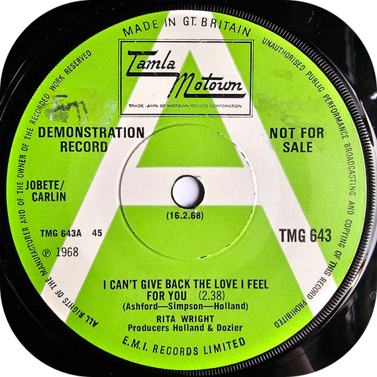 Rita Wright - I Can't Give Back The Love I Feel For You - Tamla Motown DEMO