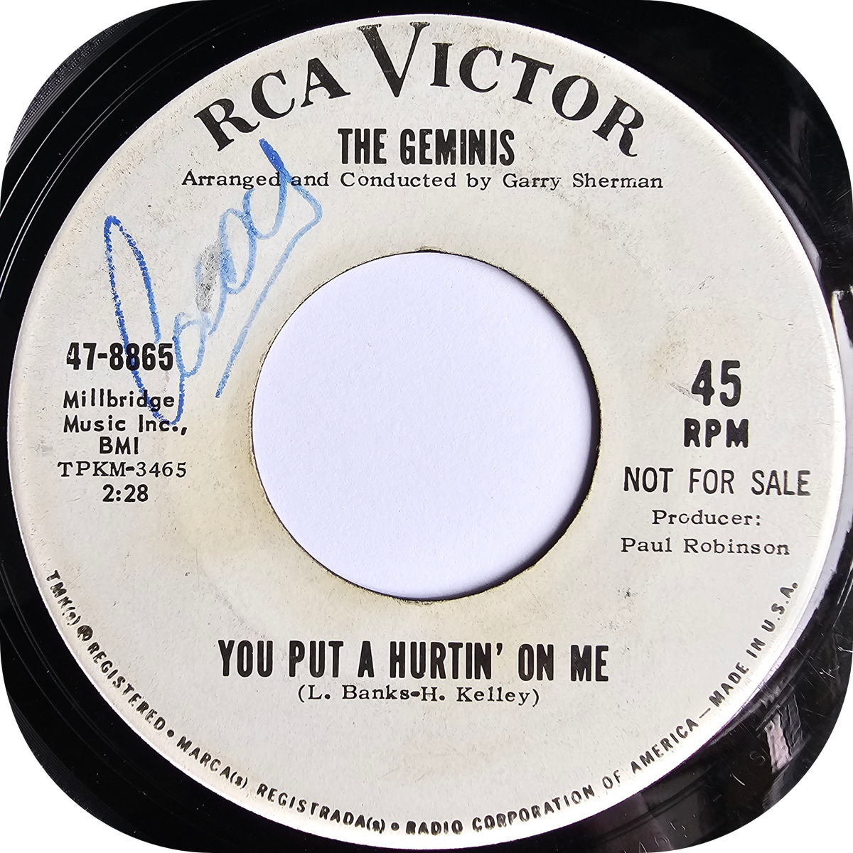 Geminis, The - You Put A Hurtin' On Me - RCA DEMO
