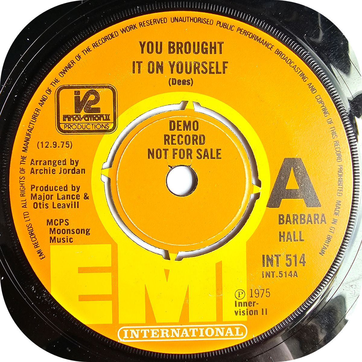 Barbara Hall - You Brought It On Yourself - EMI DEMO