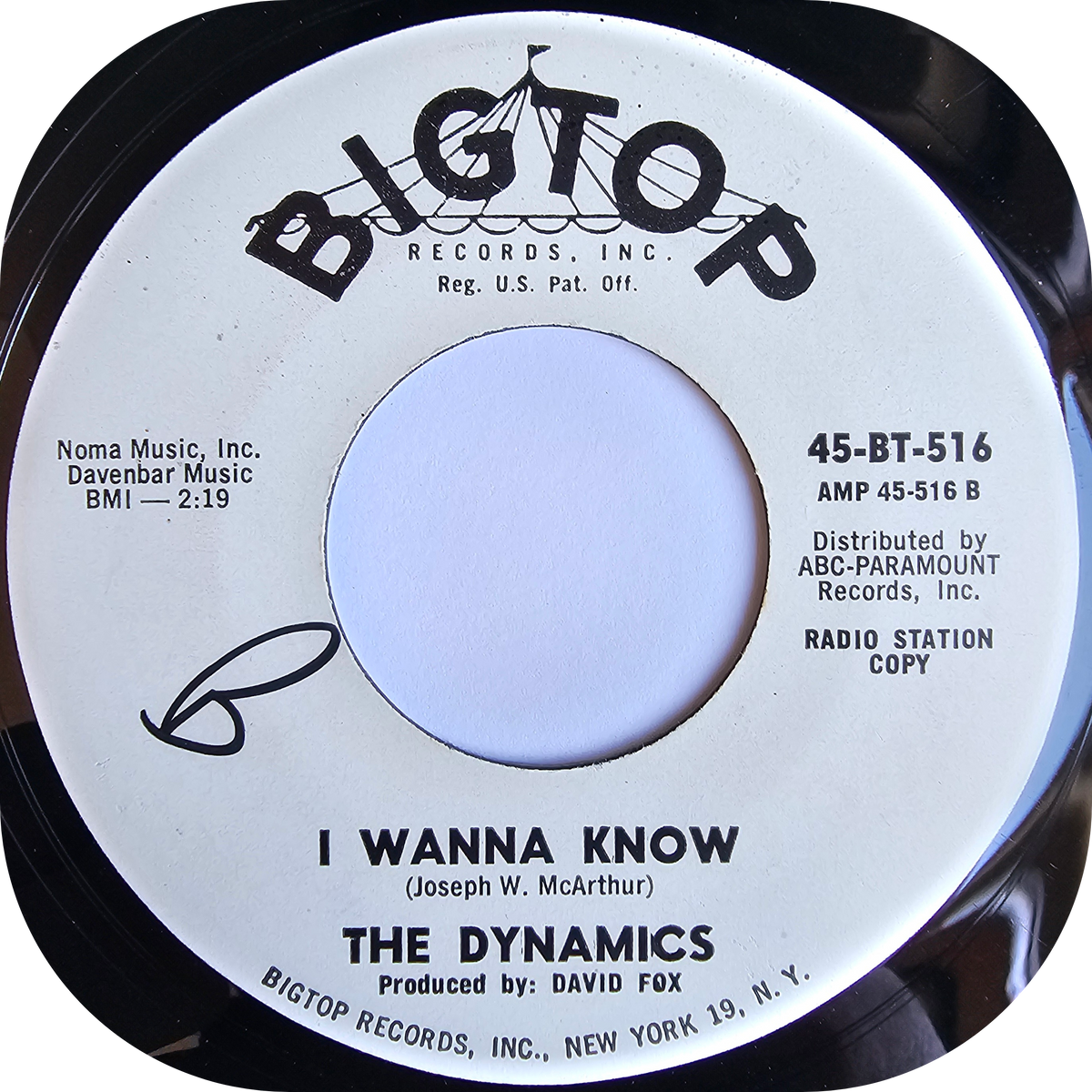 Dynamics, The - I Wanna Know - Bigtop DEMO