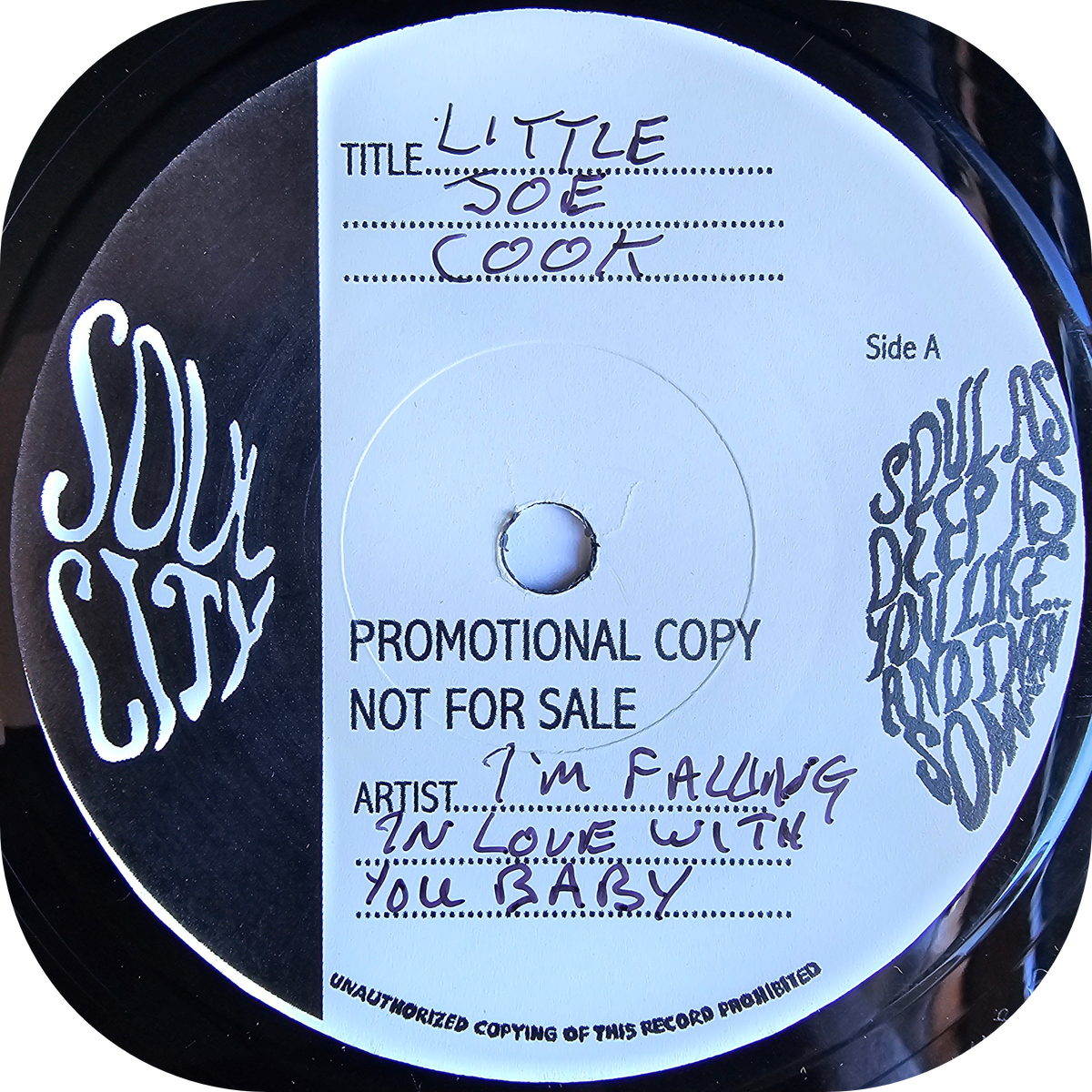Little Joe Cook - I'm Falling In Love With You - Soul City TEST PRESS